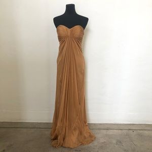 Light Brown Strapless Sweetheart Cut Dress